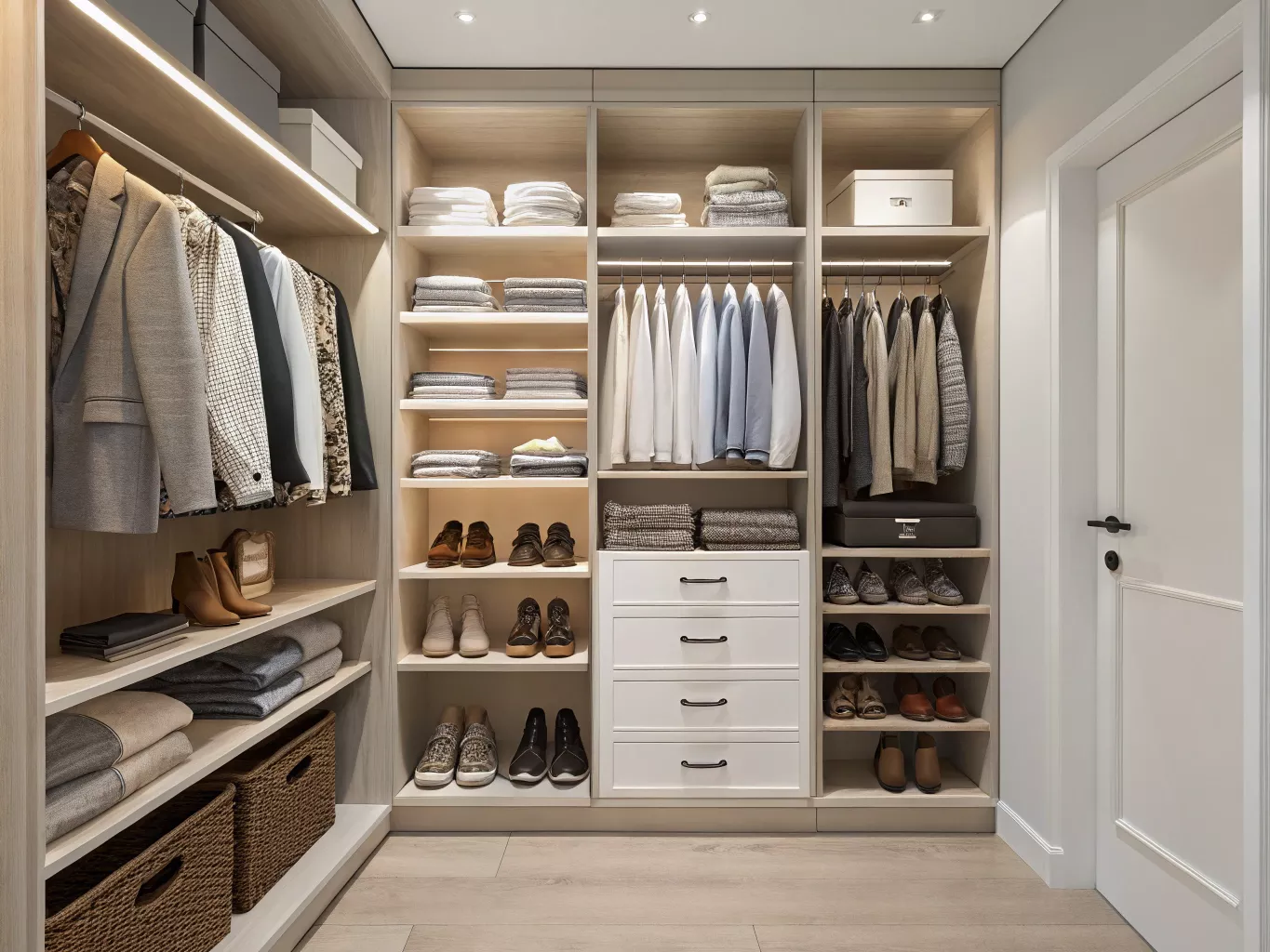 Georganiseerde kast met schappen